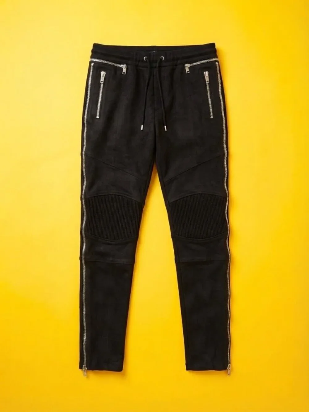 Balmain Biker Zip Sweatpants/Joggers/Track Pants Black Size XXL